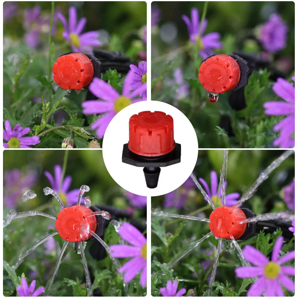 Garden 1/4"Adjustable brass Automatic Misting Cooling Irrigation Kit 60WSelf-Priming Pressurize Water Pump Drip Watering System