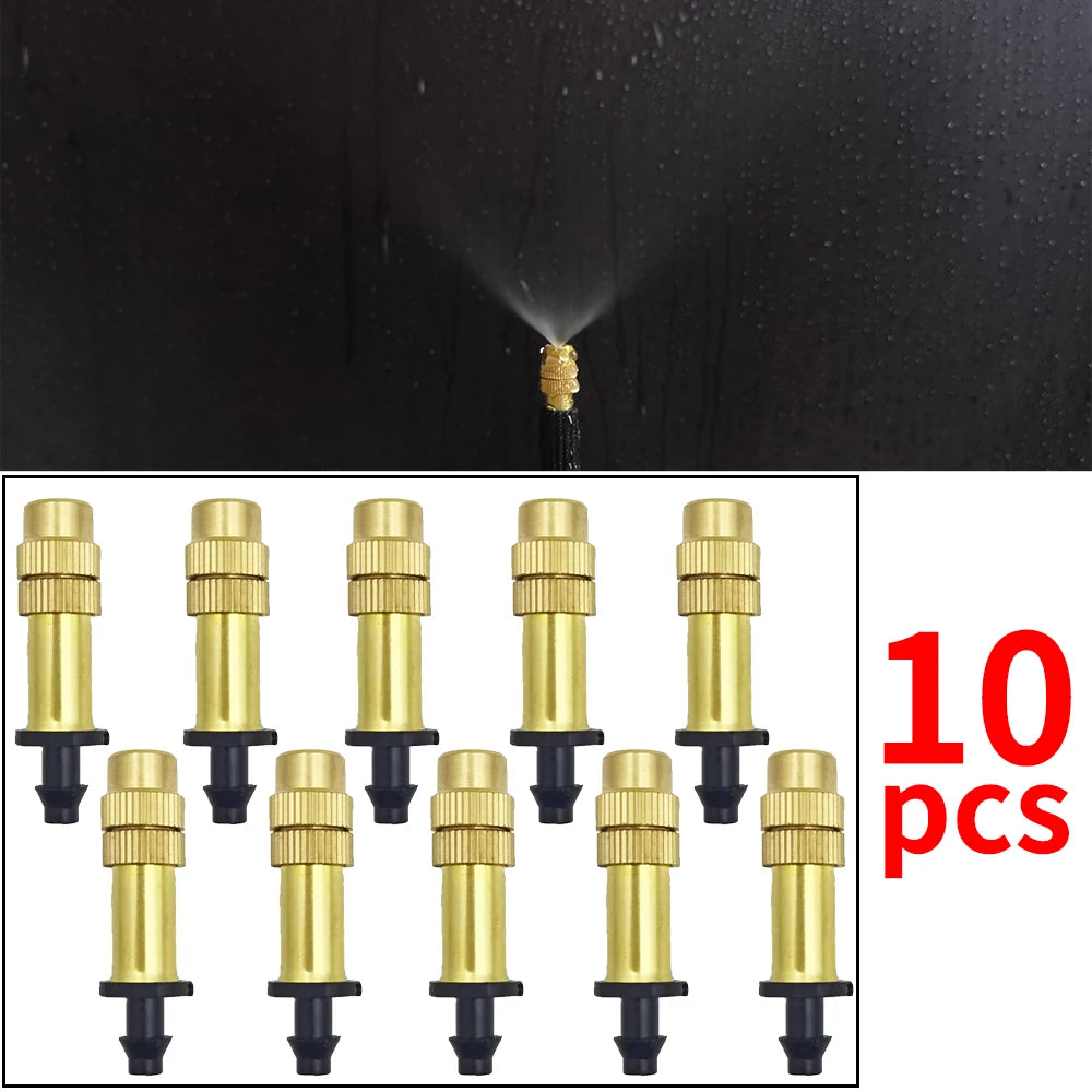 5M-50M Garden Misting Cooling System 1/4'' Drip Irrigation Outdoor Watering Brass Atomizer Nozzles 4/7mm Hose Greenhouse Parasol