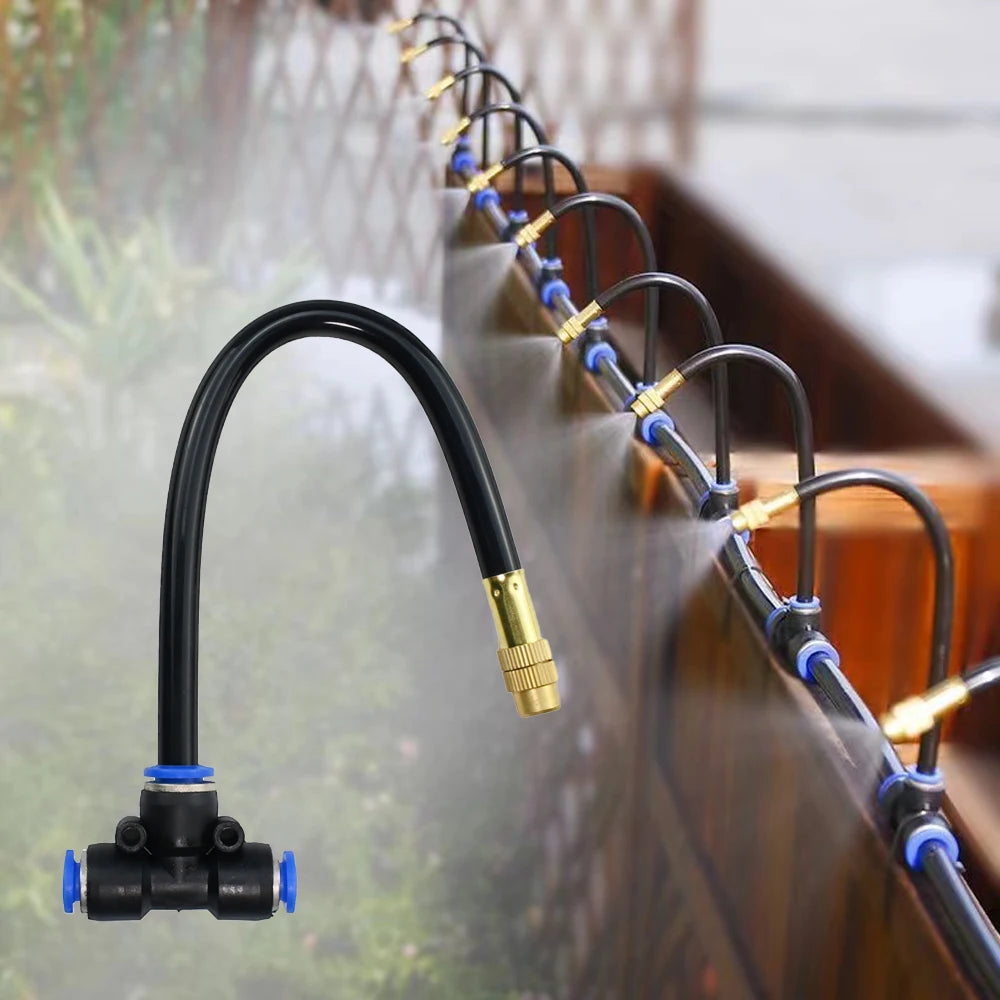 10M DIY Universal Garden Irrigation Spray Kit, Adjustable Misting Cooling System for Patio/Flowers/Plants Watering Free Bending