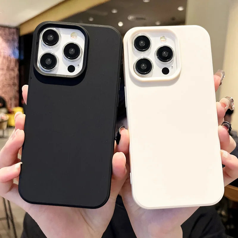Fashion Candy Colors Soft Phone Case for IPhone 16 12 14 13 15 Pro Max 14Plus Camera Bumper Shock Protection Matte Cover Coque