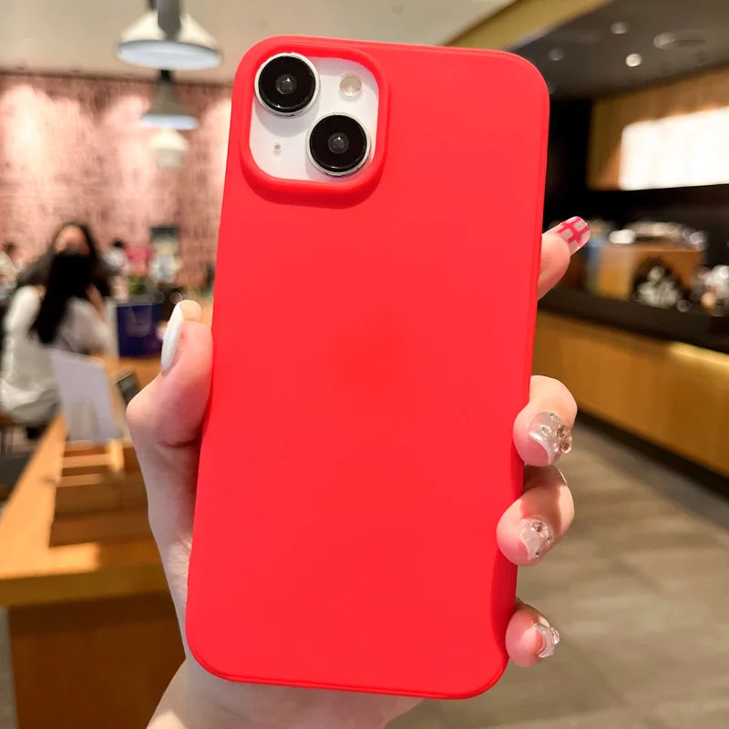 Fashion Candy Colors Soft Phone Case for IPhone 16 12 14 13 15 Pro Max 14Plus Camera Bumper Shock Protection Matte Cover Coque