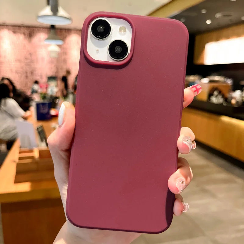 Fashion Candy Colors Soft Phone Case for IPhone 16 12 14 13 15 Pro Max 14Plus Camera Bumper Shock Protection Matte Cover Coque