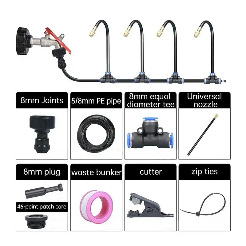 5M-20M Greenhouse Drip Irrigation Kit 360° Curved Garden Automatic Irrigation System  Patio Misting Plant Watering Distribution