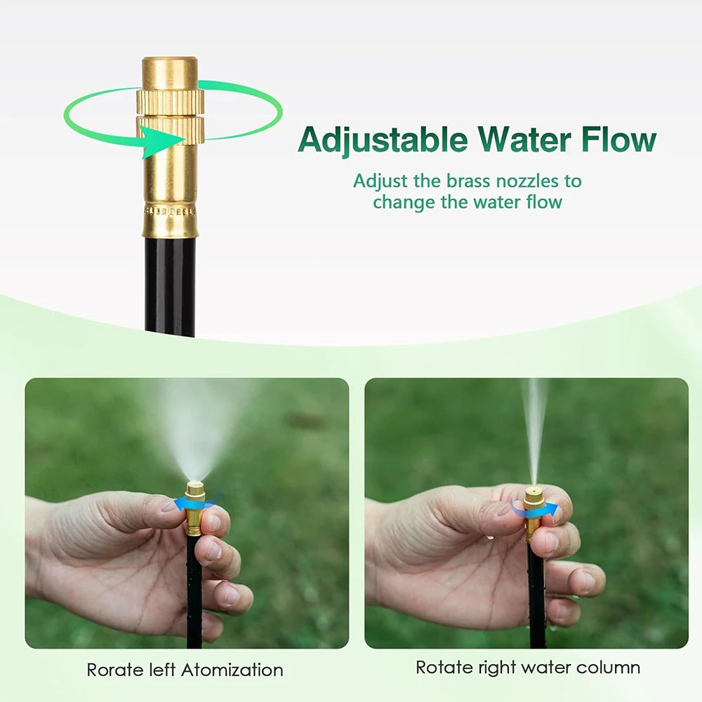 10M DIY Universal Garden Irrigation Spray Kit, Adjustable Misting Cooling System for Patio/Flowers/Plants Watering Free Bending