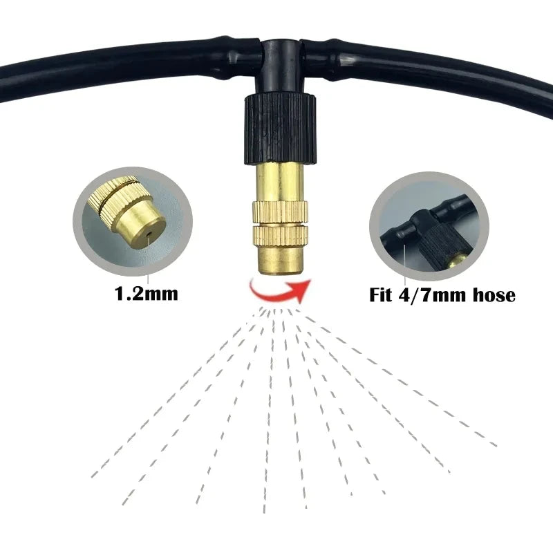 5-20M Garden Automatic Irrigation Kit Spray Atomizing Sprinkler Adjustable Watering System Misting Cooling Nozzle System